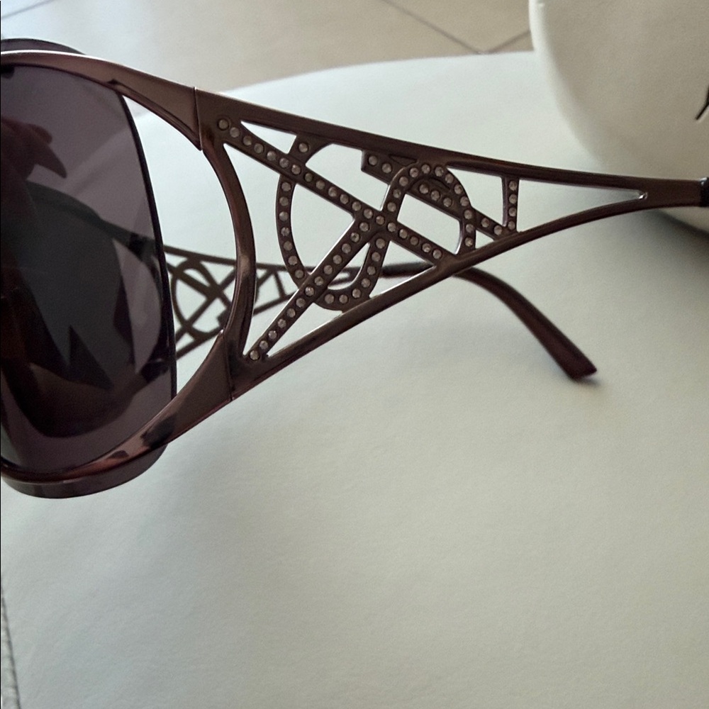 Yves Saint Laurent Vintage 6083/Strass Oversized Shield Sunglasses - Picture 3 of 6
